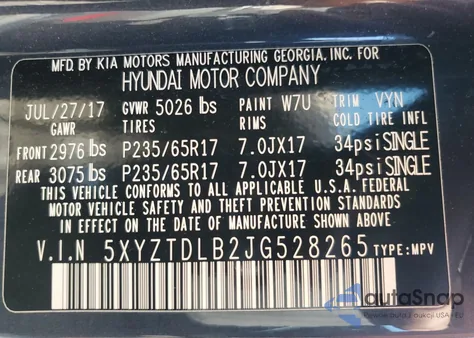 2018 Hyundai Santa Fe Sport из США, поврежденный, VIN 5XYZTDLB2JG528265